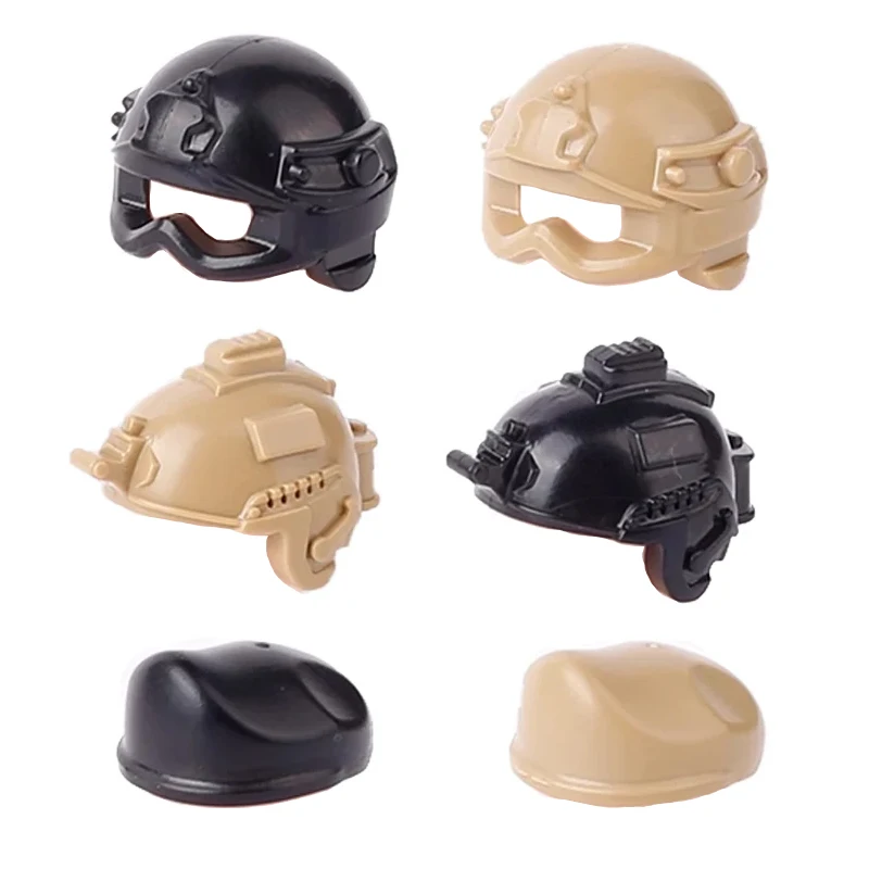 MOC Figures Accessories Building Blocks Military Soldiers Navy Hat Keraf Motorcycle Helmets Knit Cap Casquette Beret Bricks Toys 2