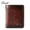 Dante Leather Men's Wallets RFID Anti-theft Brush Degaus Head Layer Cowhide Retro Casual Vertical Money Bag Money Two fold Clips 6
