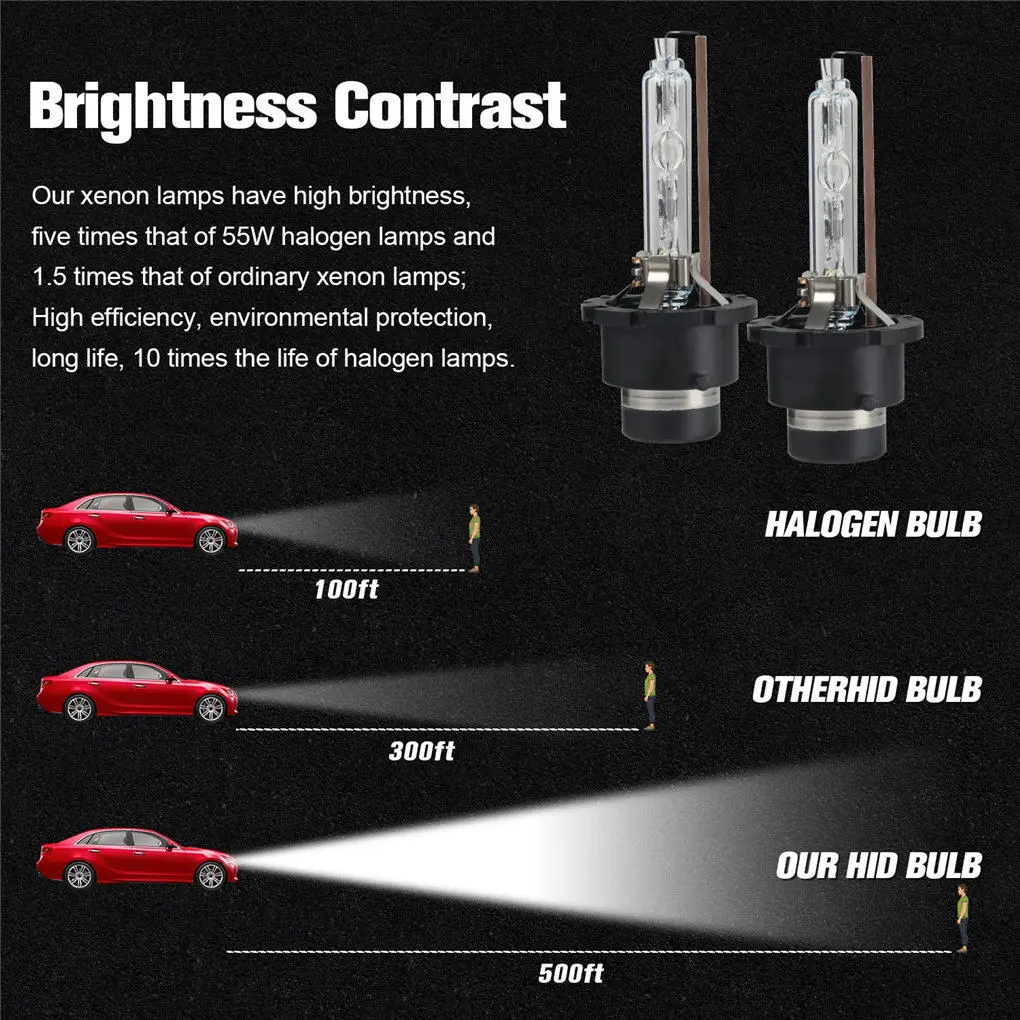 2PCS D2S D2R D2C 6000K 8000K 35W HID Xenonc Low High Beam Headlight Lamp Cars Auto Fog Replacement Bulb Headlamp White Bulbs