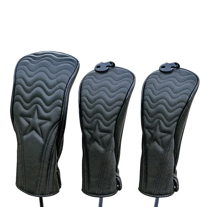 

Simple star pattern golf club Headcovers #1 #3 #5 For Driver Fairway Covers Waterproof PU Leather Protector Durable Thickened