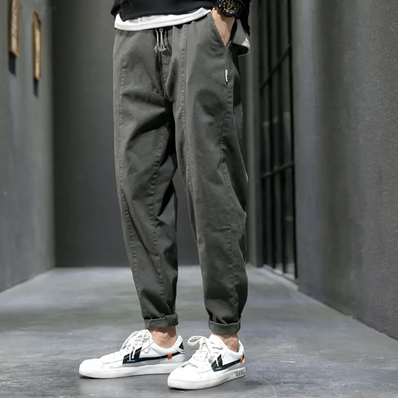 Spring Autumn solid color Korean Pants For Man Straight Leg Loose Casual Male Trousers Hip Hop Streetwear Clothes men pants