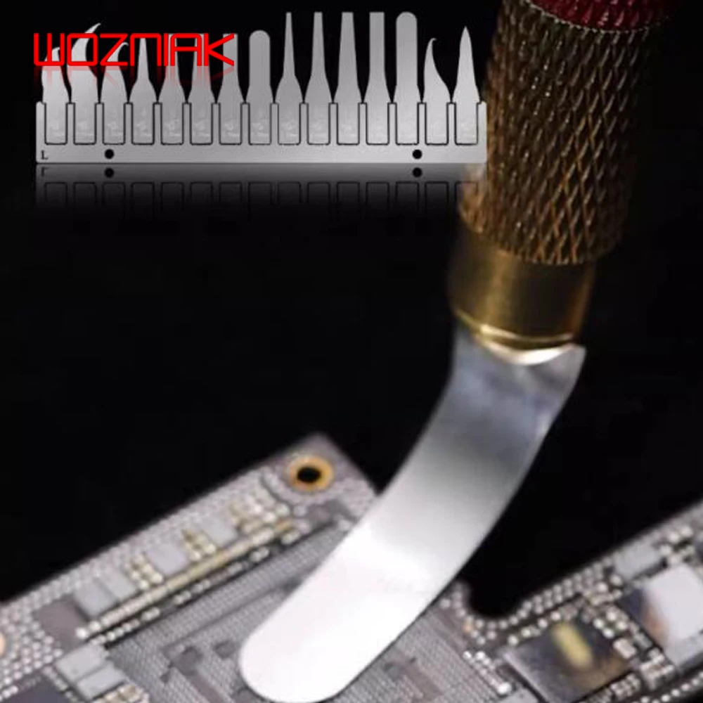 WL 15 in 1 휴대 전화 수리 초박형 소프트 블레이드 CPU 계층화 된 긁기 IC 가장자리 분해 마더 보드 접착제 제거 필름