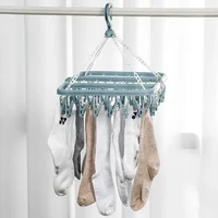 Clothes Drying Hanger with 32 Clips / 8 Clips Socks Underwear Drying Folding Laundry Hanging Rack 1