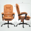 Pu Leather Massage Computer Chair W/ Padded Seat and Adjustable Height, Brown 3
