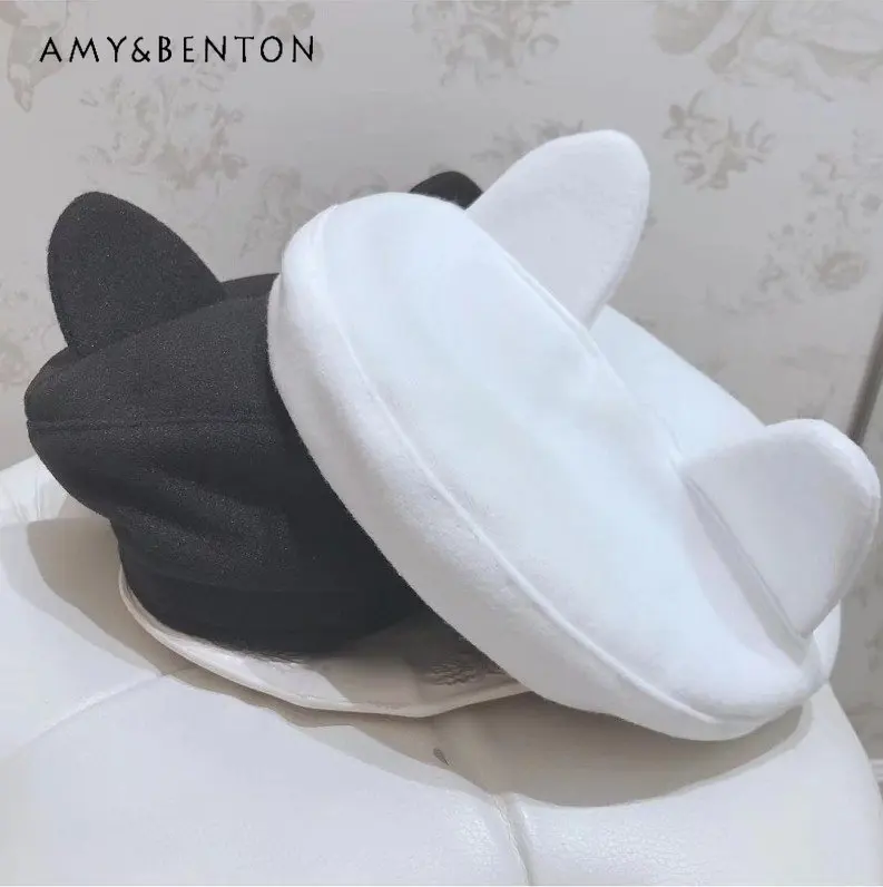 

Japanese Style Beret Hat Sweet and Cute Retro Hat Bear Beret Children Autumn and Winter Berets for Women