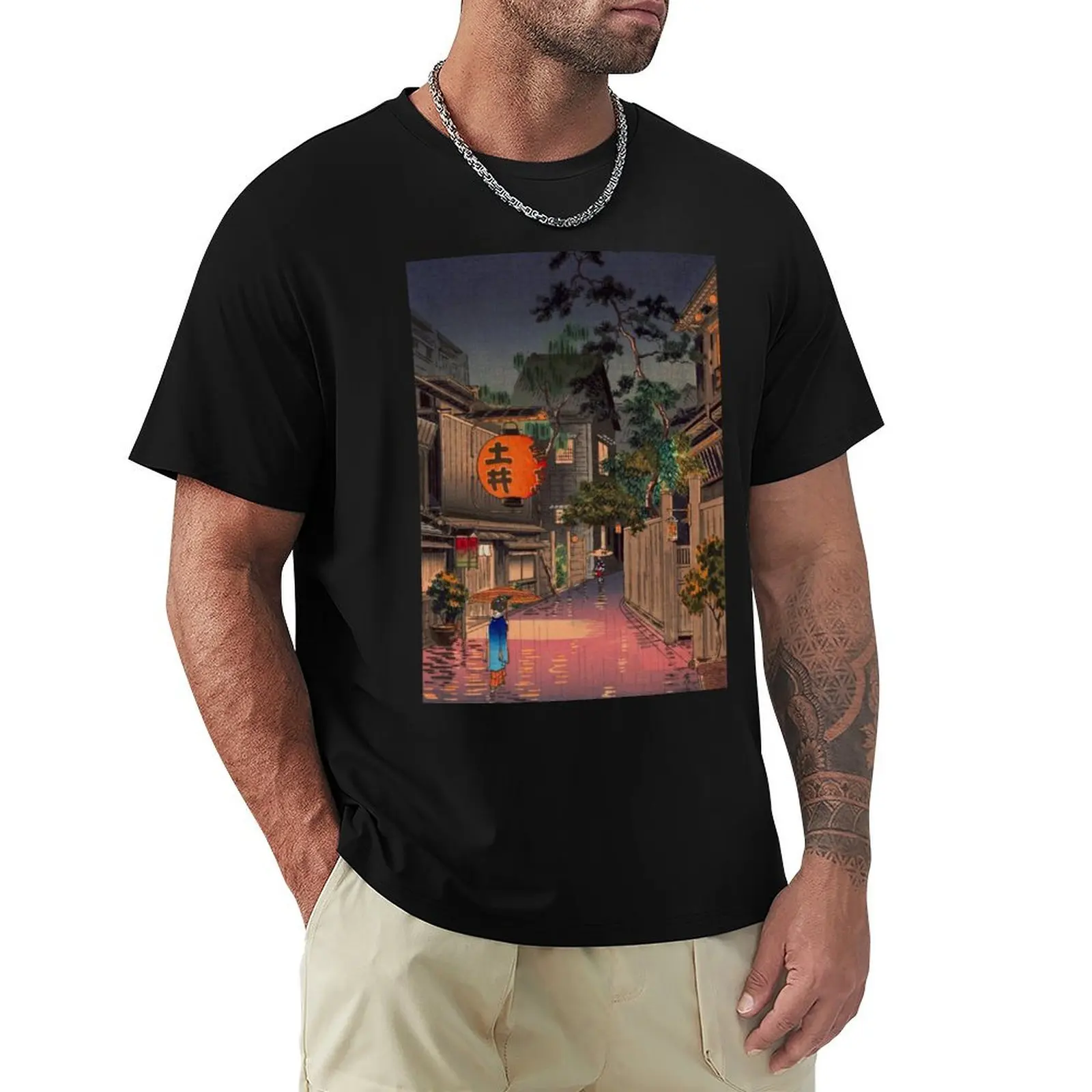 

Night Street Rain T-Shirt anime tshirt Aesthetic clothing men graphic tees