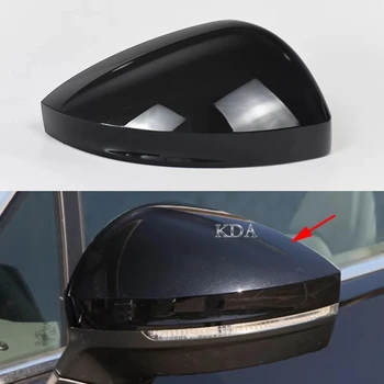 Auto Sinistra Destra Vernice Nera Copertura Dello Specchio Retrovisore Ala Borsette Cap Per VW Touareg 2019 2020 2021 2022 2023 2024