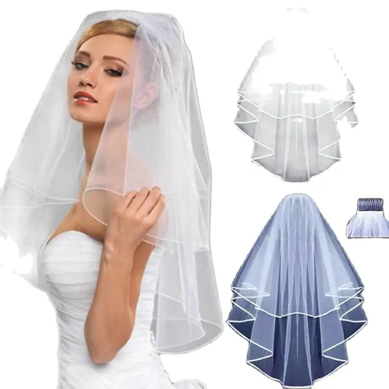 

Wonderful Short Tulle Two Layer Comb White Ivory Bridal Veil for Bride for Marriage Wedding Accessories