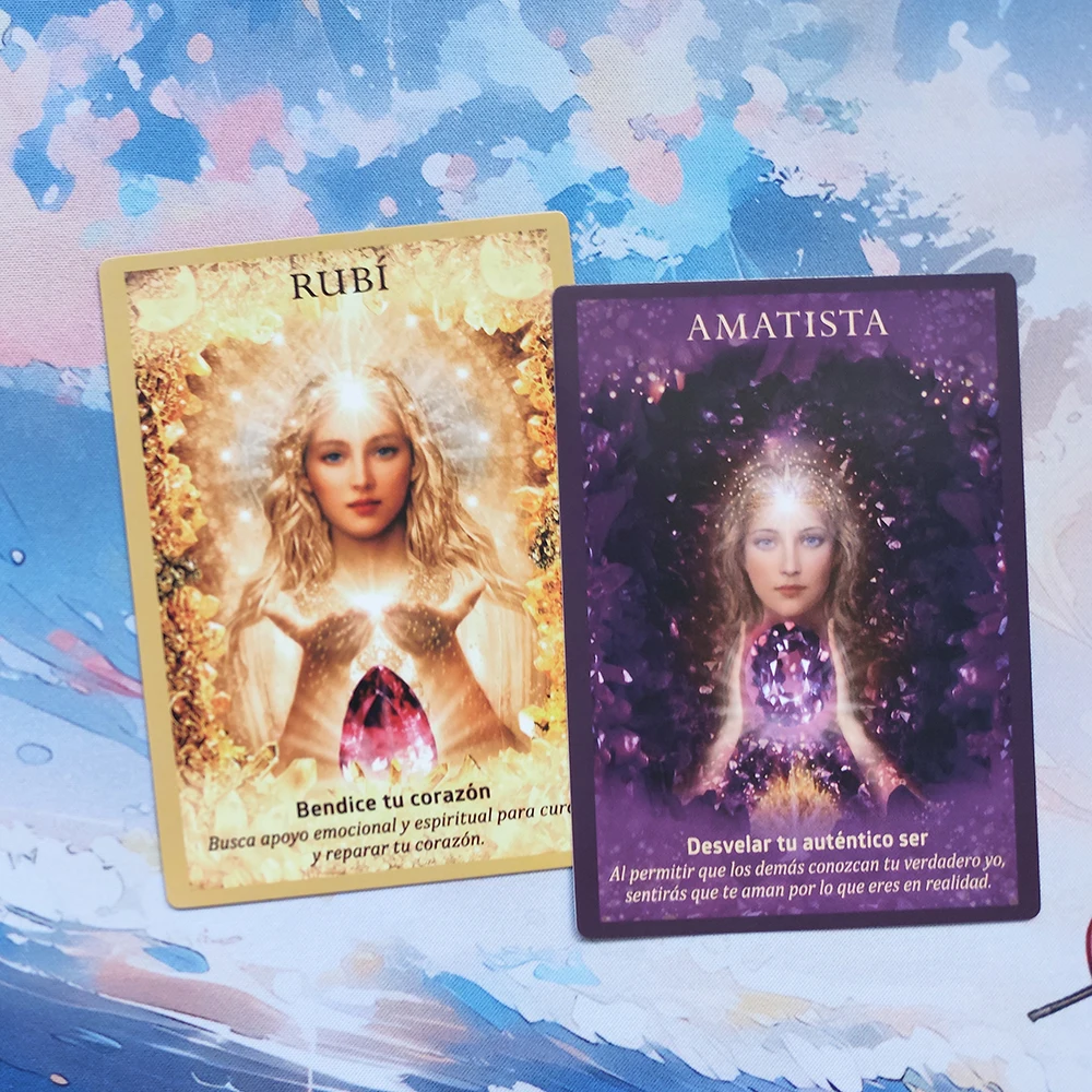 Angel Oracle Cards Or&aacute;culo en Espa&ntilde;ol Cristales y &Aacute;ngeles 44 cartas or&aacute;culo profec&iacute;a adivinaci&oacute;n con significado en &eacute;l palabras clave