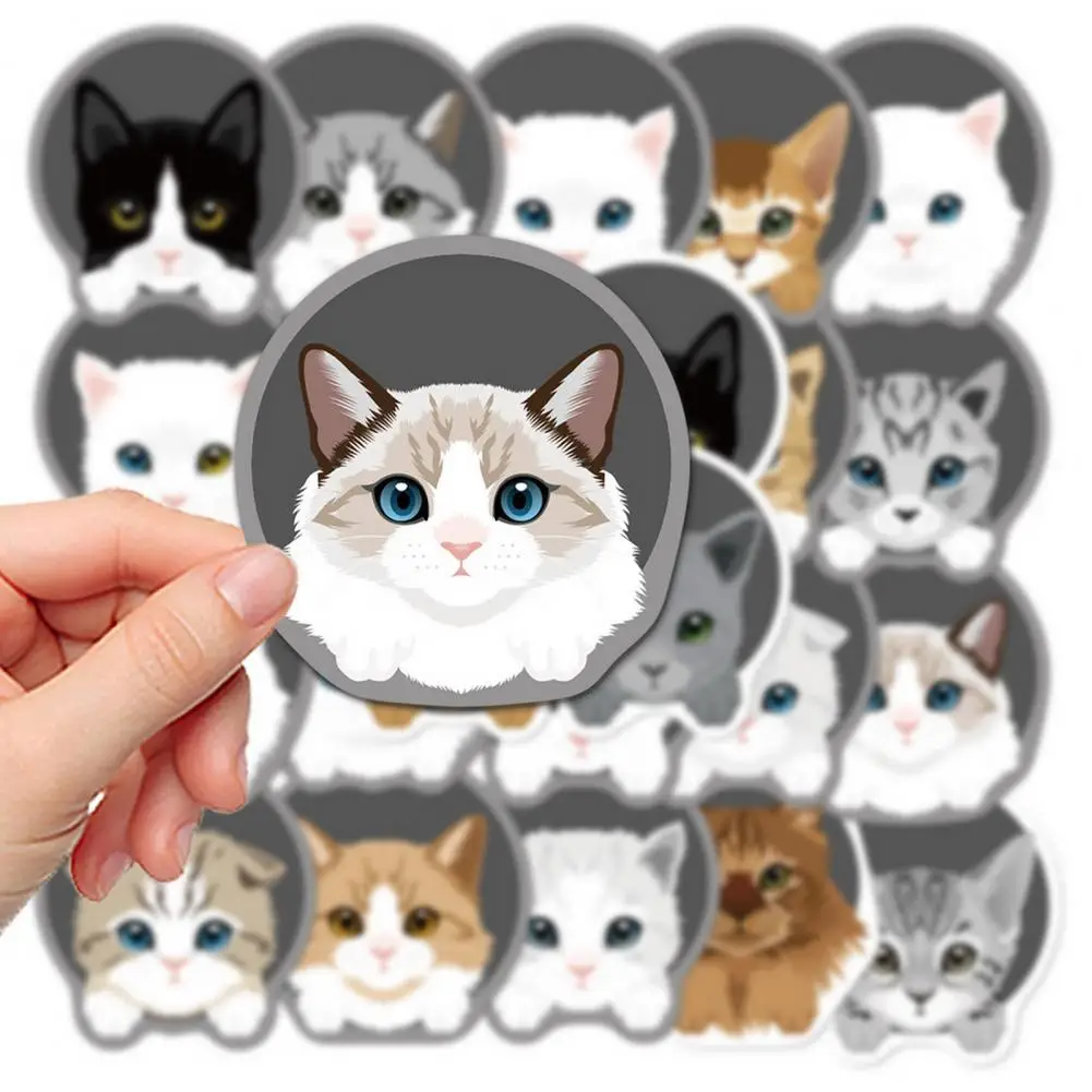 24Pcs/Set Cartoon Sticker Durable Clear Printing Reusable Home Decor Scrapbooking Sticker Cat Sticker