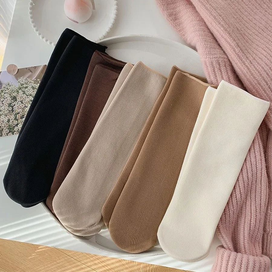 5 Paar Schneesocken für Damen, Herbst-Winter-Socken mit flauschigen, verdickten, warmen Schlaf-Bodenstrümpfen, einfarbige Damensocken – Detail 5