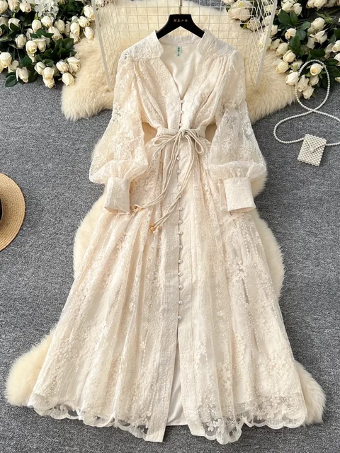 France Elegant Vintage High End Evening Dress Women Embroidery Sashes Luxury Long Party Dress Female Casual Fit Chic Clothing 2