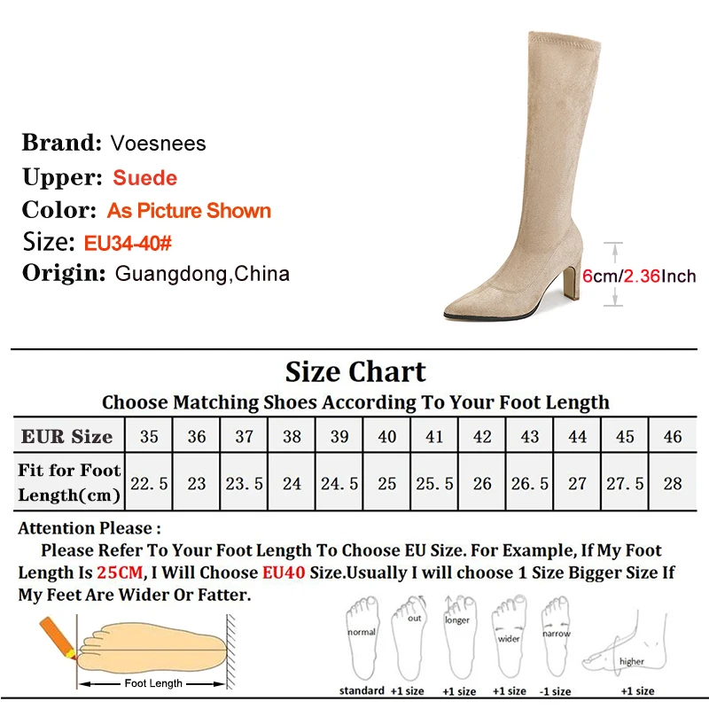 Women Winter Shoes 6CM 8CM Thick High Heels Knee-high Suede Boots Fashion Pointed Toe Autumn Long Boots For Ladies Size 34-40