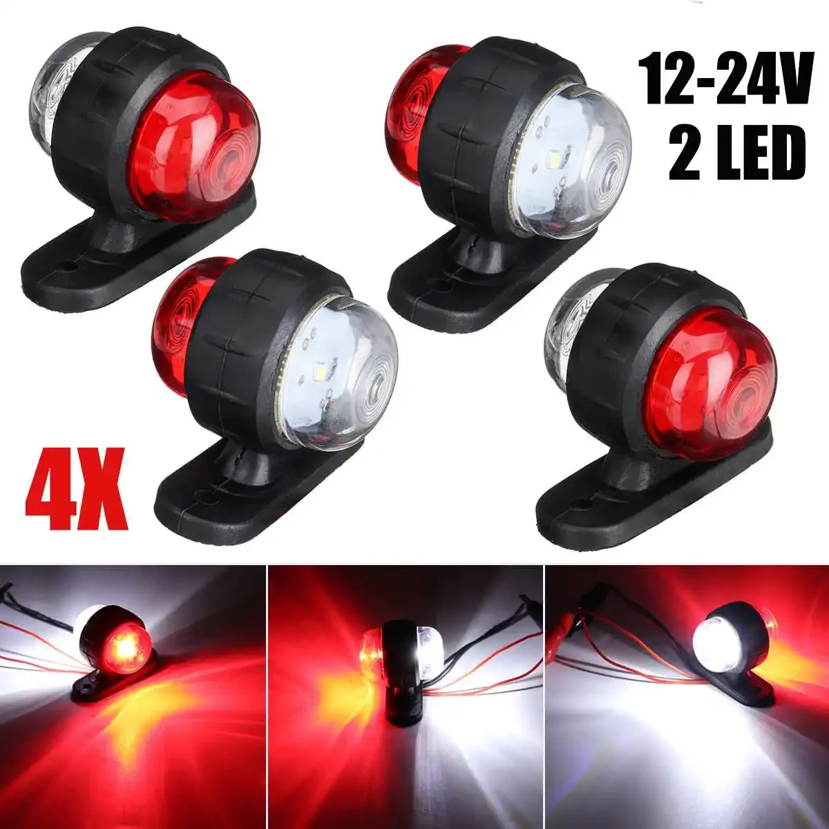 4PCS 12V 24V Universal Truck Trailer Tail Light Side Marker Indicators Light Lamp Edge Lights Signal Lights Lorry Caravans Bus led marker lights,led tail lights
