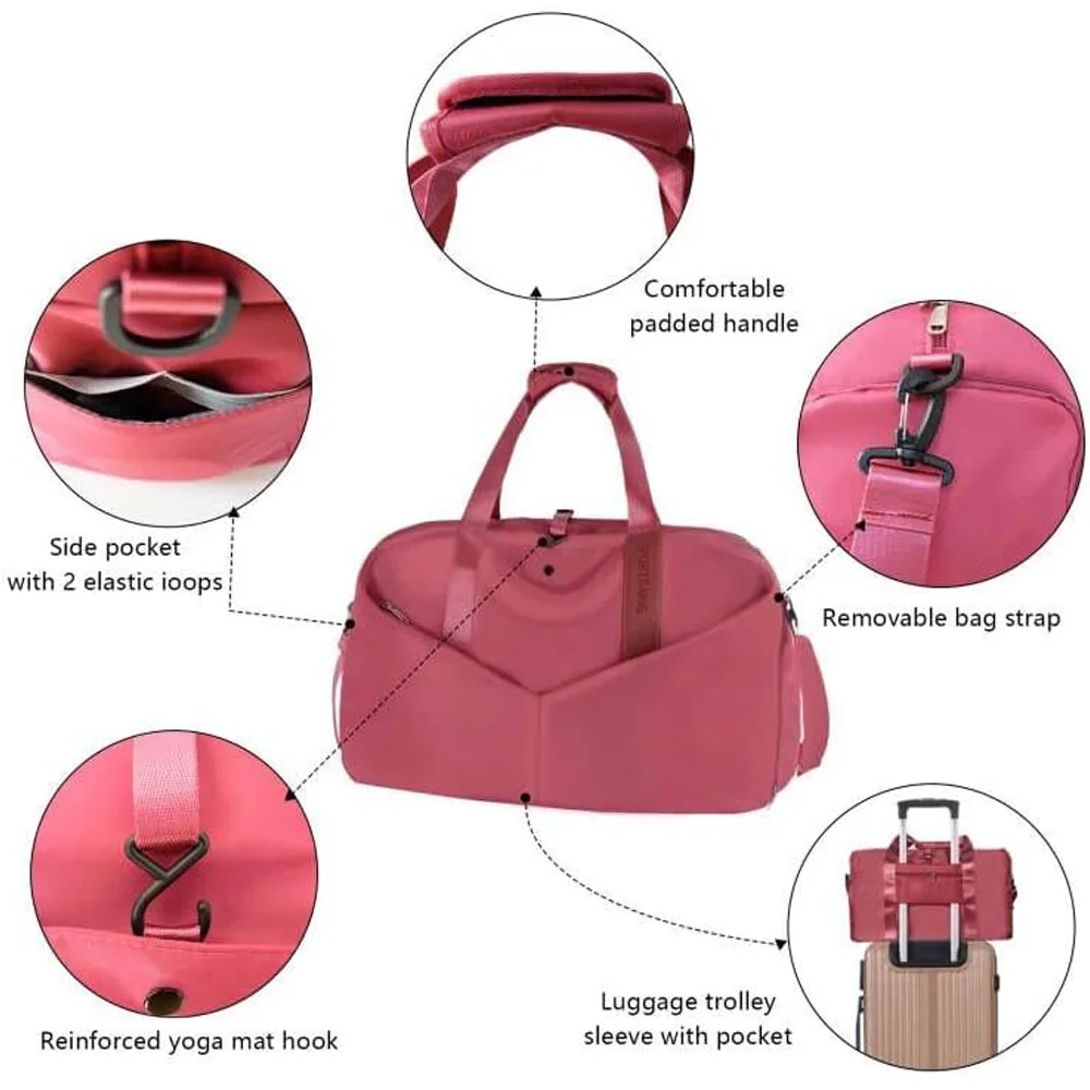 Vegan Sport Duffle Bag Men Large Capacity Overnight Travel Weekender Bags Women Gym Bag with Yoga Mat Holder Shoe Compartment