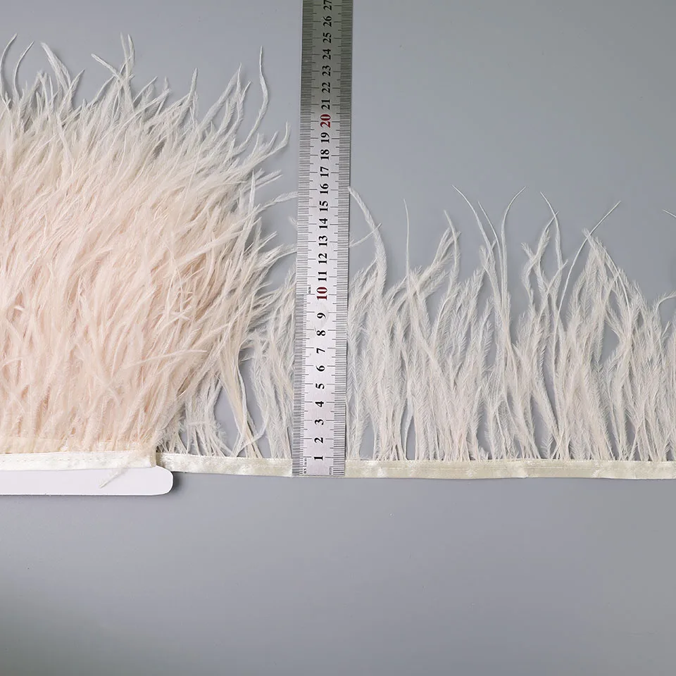Ostrich Feathers 2M Ostrich Feathers on Ribbon for Needlework Sewing in Dress Decorative feathers on tape Fringe for clothes