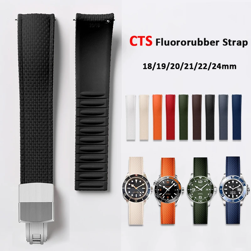 Universal Fluoro Rubber Quick Release Watch Band - Customizable Cut-to-Size Strap