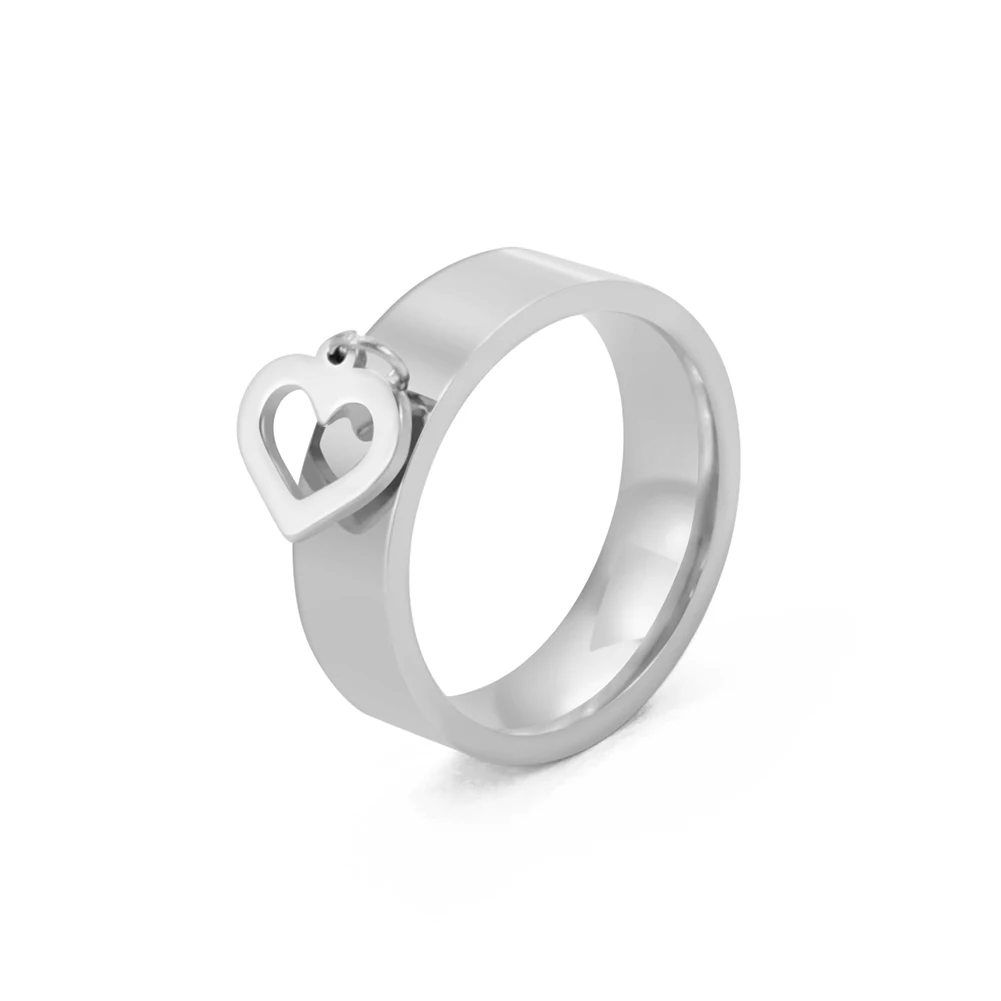 Stainless Steel Circular Heart Pendant Couple Ring Gift_voghion.com