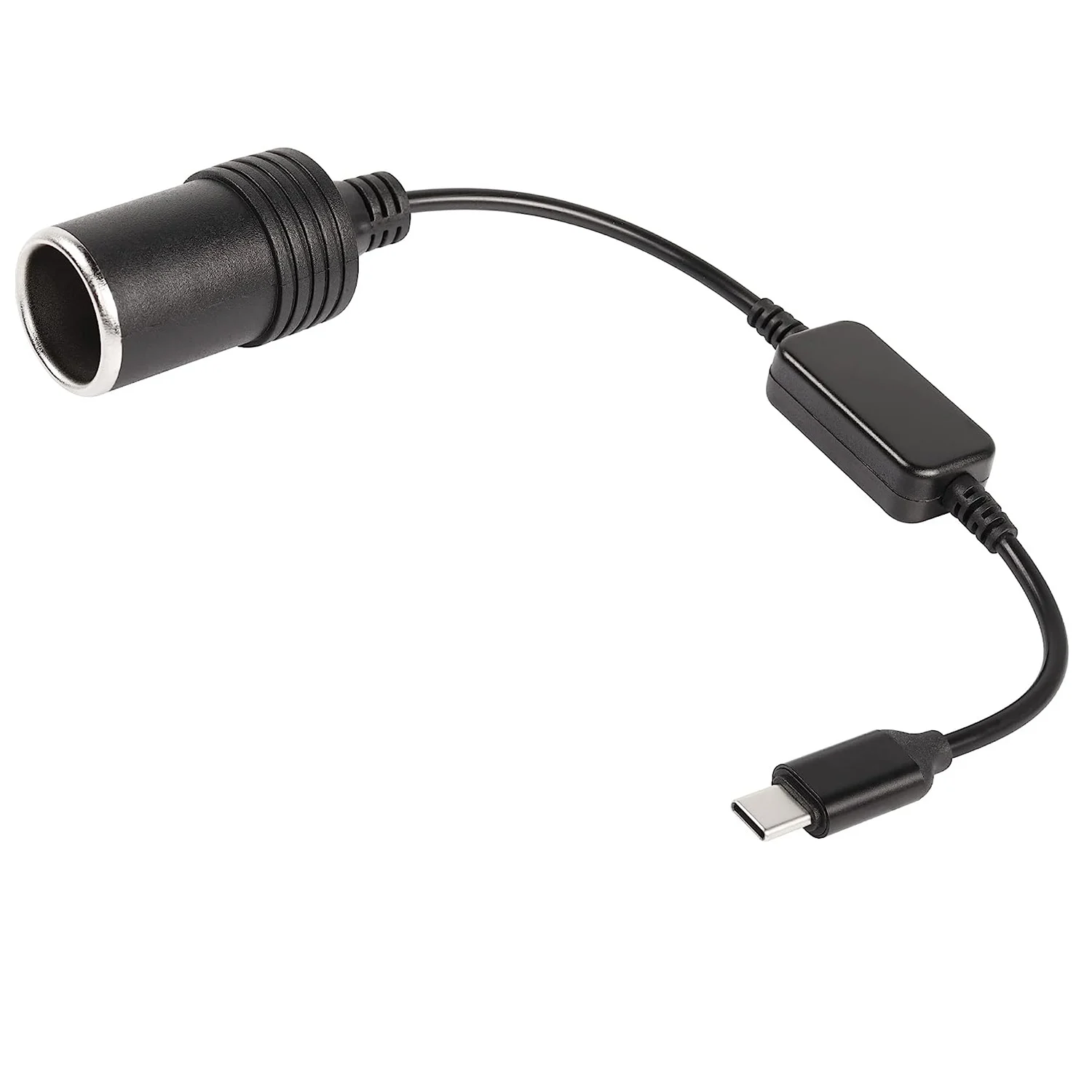 

USB Type C Male 5V to 12V Cigarette Lighter Socket Female Step Up Vehicle Car Boost Power Cable for Dash Cam GPS Car Led Light