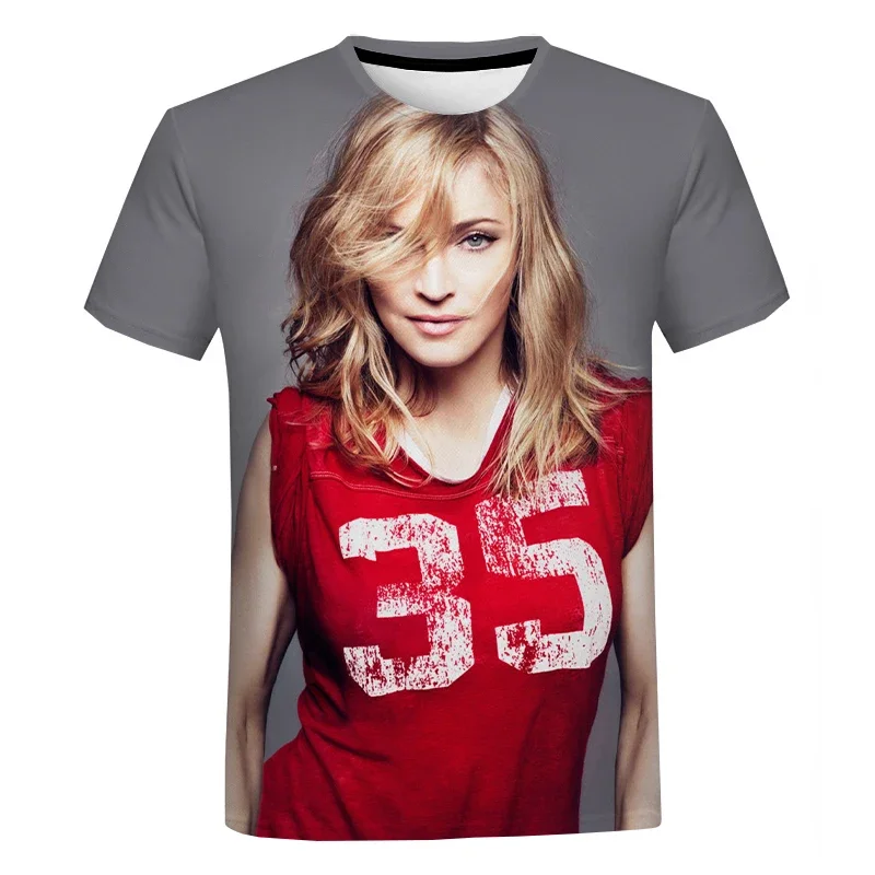 

3D Madonna Pattern Printing T Shirt Casual Fashion Short Sleeve Harajuku Style Tops Trend Personality Streetwear Loose T-shirt