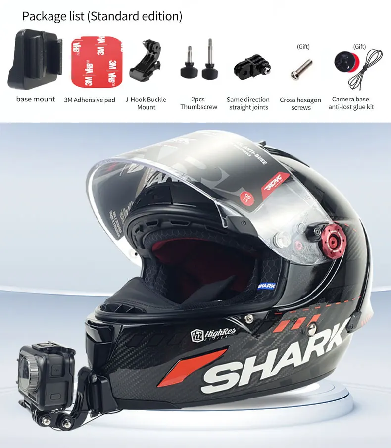 Shark Race r Pro gp Personalizado Capacete de Motocicleta Chin Mount para Gopro Hero 12 11 10 Insta360 x3 One rs Acessório da Câmera - Image 3