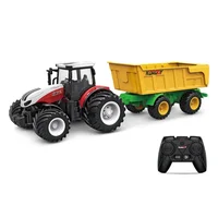 1:24 Inertia Tractor Trailer With Headlights Farm Toy Set Car Truck Farm Simulation Child'S Birthday Christmas New Year Gift 2