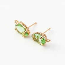  4pcs/lot 18K Gold Plated Zircon Oval Earring Hooks Findings For Women Fashion Earrings Jewelry Making Accessories 