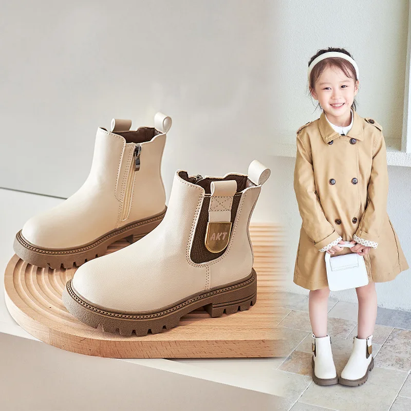 New 2025 Autumn Kids Leather Chelsea Boots Waterproof Children