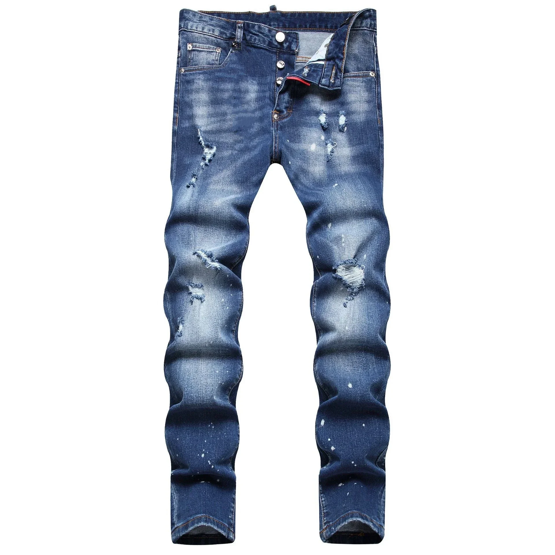 Y2k New Mens Ripped Jeans Luxury Men Skinny Jeans Light Blue Holes Pants Quality Male Stretch Slim Fashion Trousers Men Clothing 5