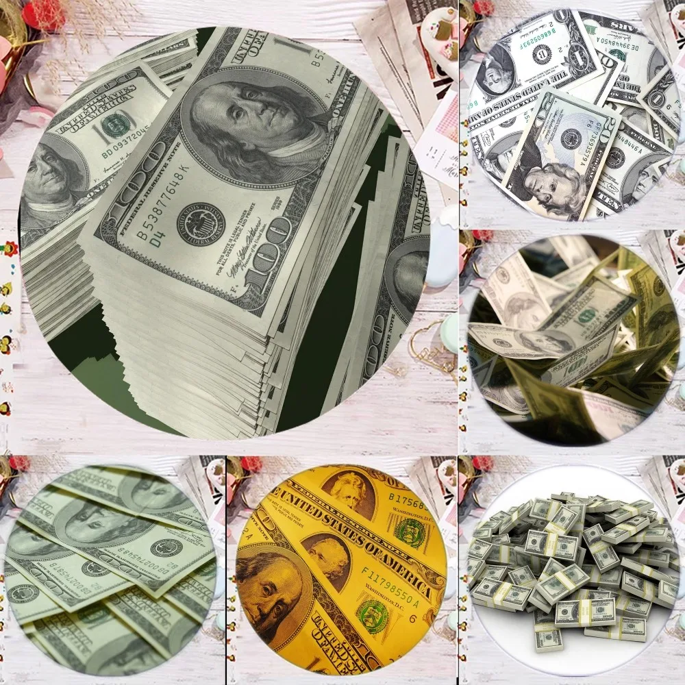 

Dollars Mousepad Round Custom Skin Office Computer Desk Mat Table Keyboard Big Mouse Pad Laptop Cushion Non-slip for PC