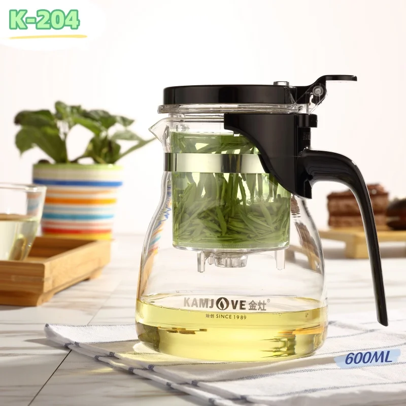 KAMJOVE K-201 500ML 쿵푸 유리 티포트 편리한 자동 개폐 아트 티컵..