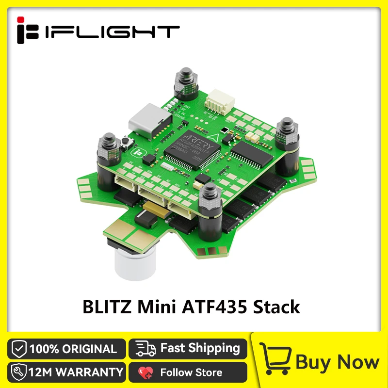 iFlight BLITZ Mini ATF435 Stack BLITZ Mini ATF435 Contrôleur de vol + BLITZ Mini E55S ESC 4-en-1 2-6S 20×20mm pour Drone de Course FPV