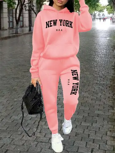 NEW YORK Women Sweatsuit Autumn Winter Two Piece Set Hoodie Pants High quality Loose Fashion Streetwear Ladies Tracksuit Outfits - Image 16