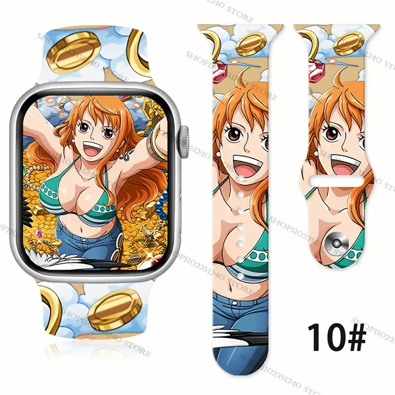 thumbnail image 1 of Correa estampada de la serie One Piece Nami Boa Hancock para Apple Watch Ultra S8 65432SE Correa de repuesto de silicona de 38 mm a 45 mm para regalo, 1 of 5