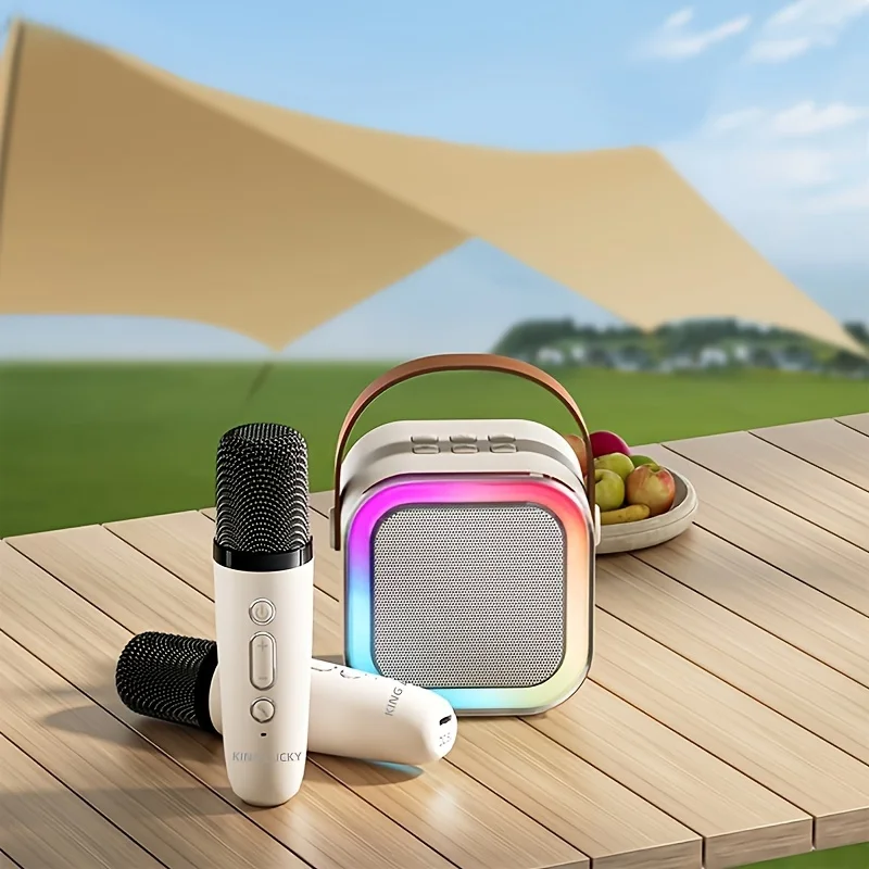 12Dual Microphone Home KTV Device Children Mini Portable Small Karaoke Dedicated Music Audio Microphone with Clear Sound Quality