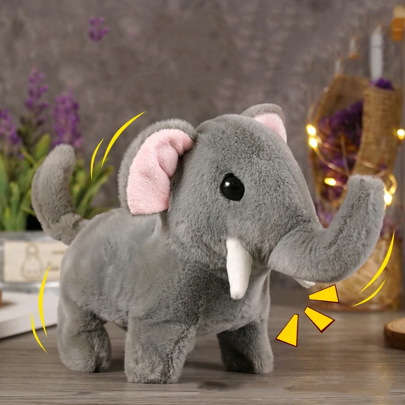 Kawaii Elephant Electronic Simulation Plush Toy Robot Elephants Interactive Automatic Moving Stuffed Animal Peluche Doll Gifts