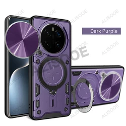 Enhanced Protection Armor Case with Slide Camera Cover and Ring Stand for Honor Magic 7Pro (Purple)