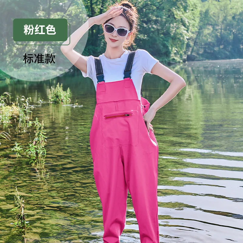 Women Waterproof Fishing Thickening Half-bodyPVC Waders Pants Non-slip  Boots Women Beach Camping Hunting Wading Jumpsuit Fishing