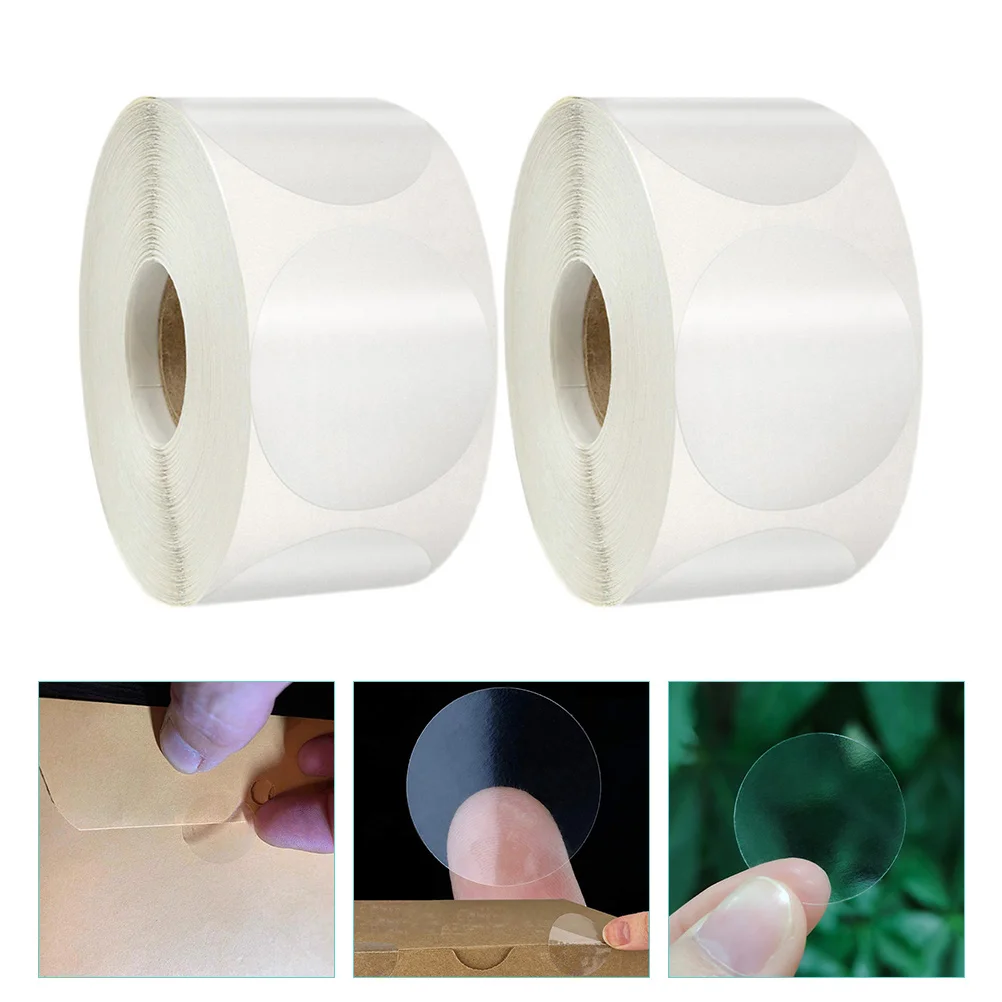 

4 Rolls Round Transparent Sticker Labels for Envelopes Clear Stickers Wafer Seal Retail Package Mail Christmas Seals