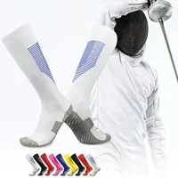 Fencing Socks Cotton Knee High Socks Protective Fencing Stockings  Professional Thickened Fencing Socks for Kid and Adult