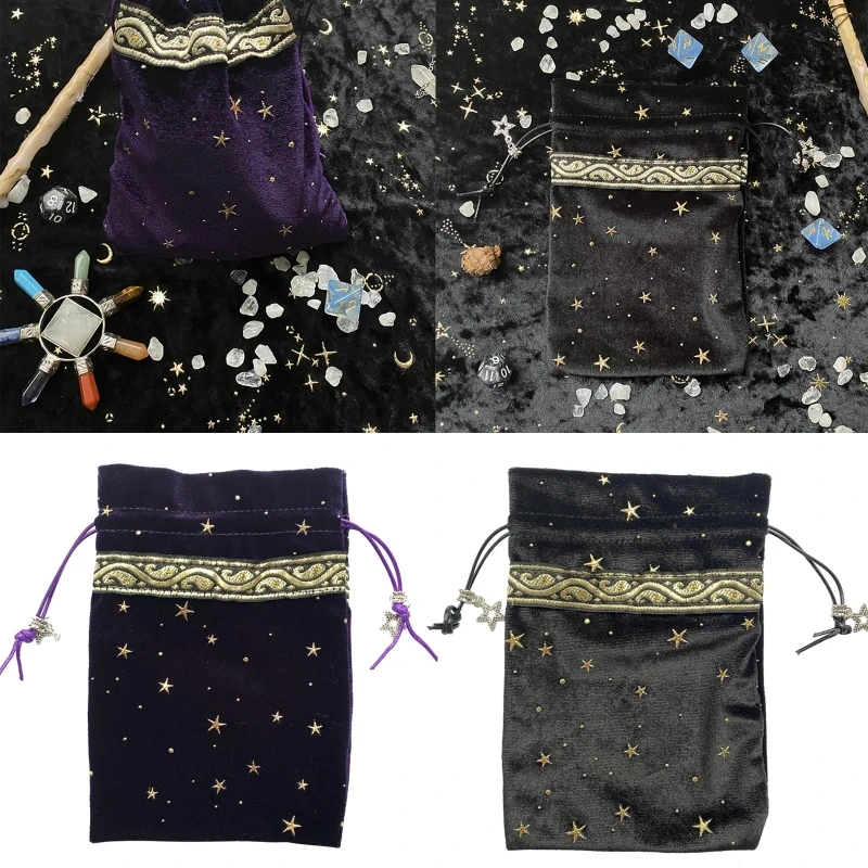 

Velvet & Satin Drawstring Pouch Ideal Size for Tarot & Oracle Cards Travel Gift