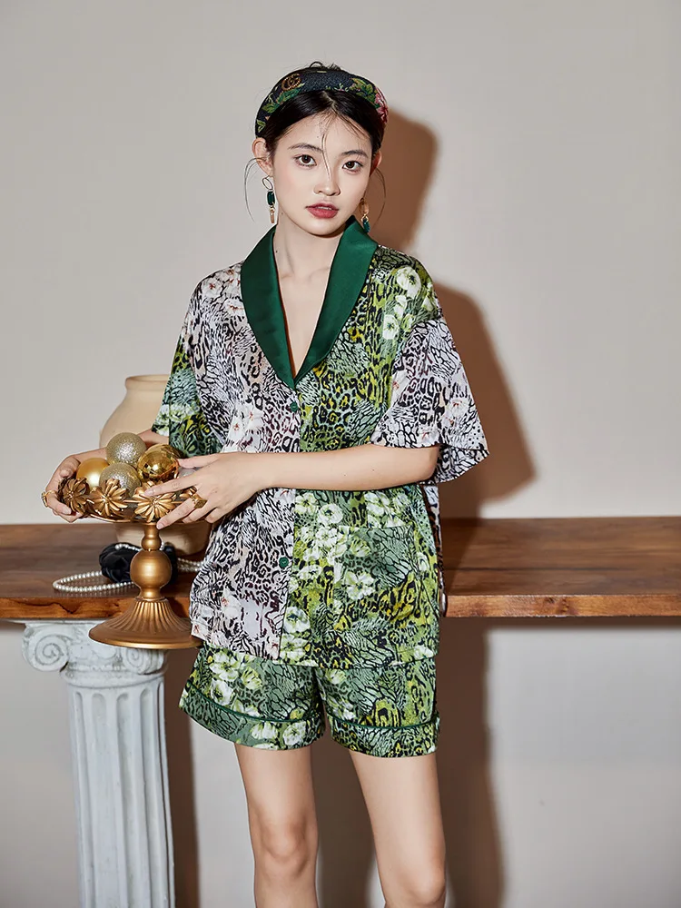 Ice silk pajamas women's short-sleeved two-piece fashion silk high-end  pajamas for teen girls  سكسي نيك  sleepwear