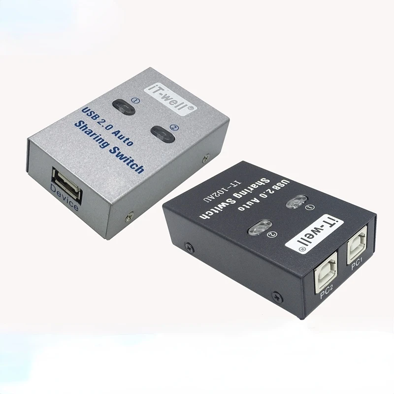 

2 Ports USB 2.0 Auto Sharing Switch Hub Splitter Selector Switcher For Printer Scanner PC Computer Peripherals