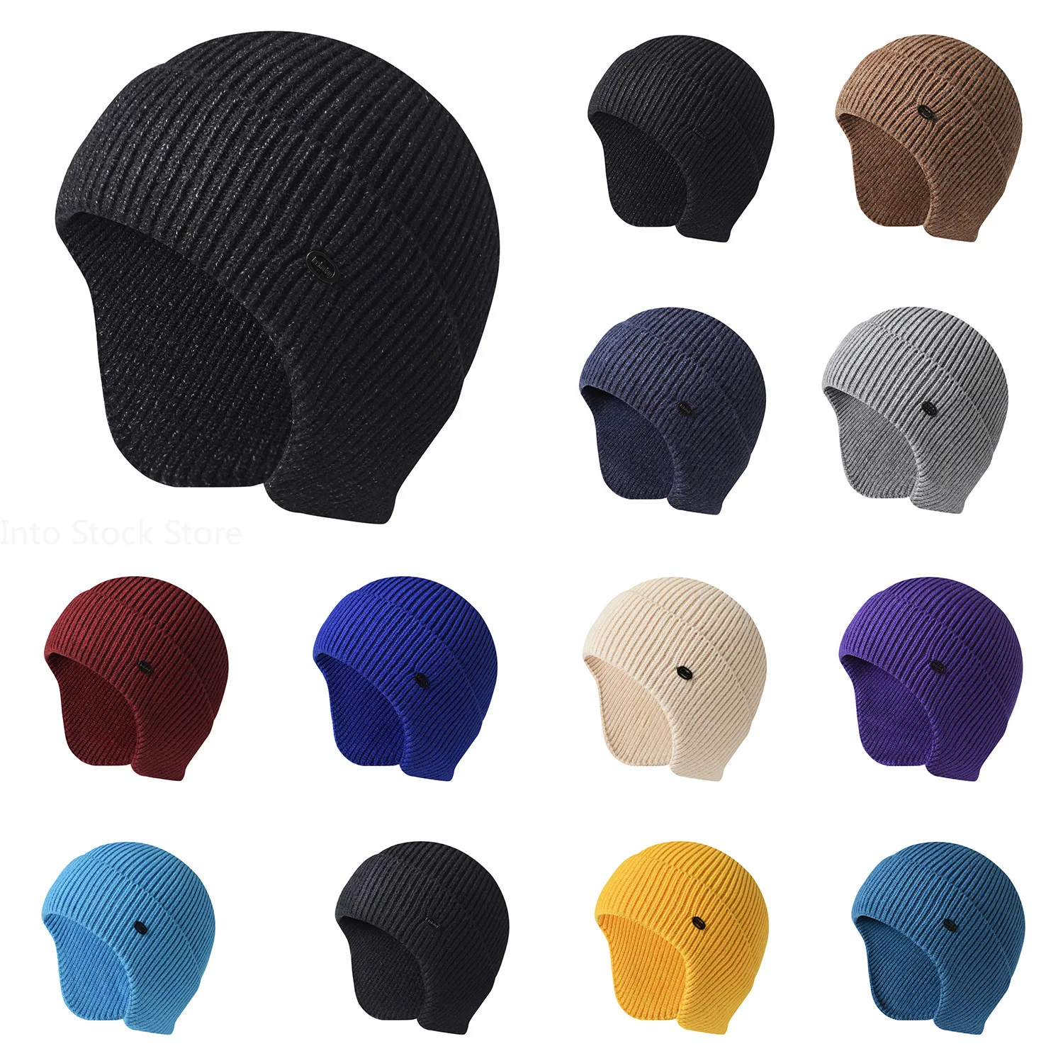 New Winter Earmuff Cap Men's Outdoor Knitted Hat Women's Korean Warm Beanies Hat Windproof Earflaps Bonnet Hats