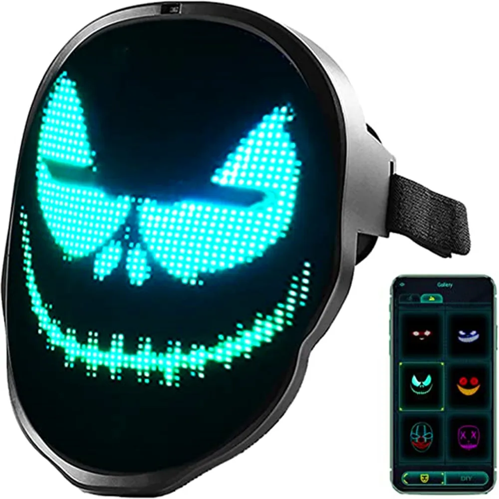 Halloween masque lumineux bricolage montage Bluetooth LED pleine couleur  Afficher le masque de contrôle DE L'APPLICATION - Chine Slumber Party Kit  masque et masque de fête personnalisé prix