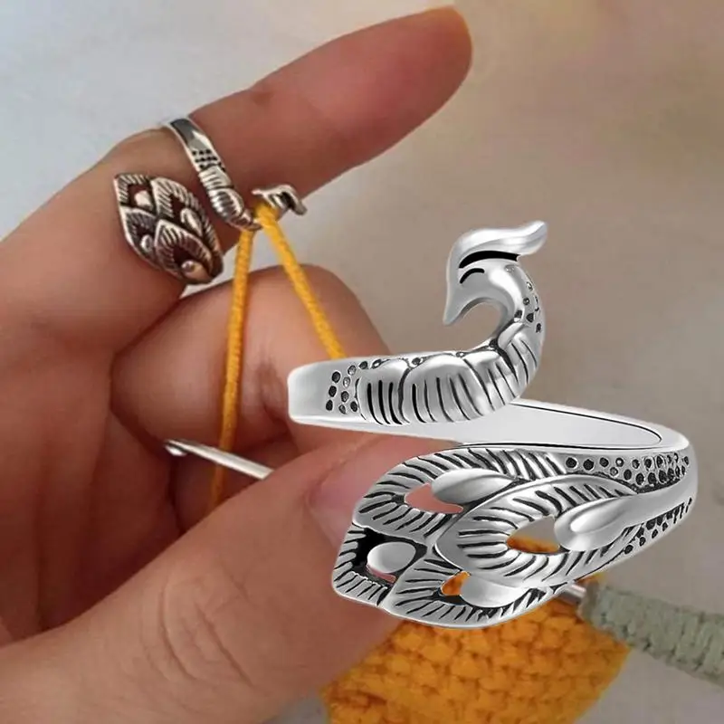 Adjustable Knitting Crochet Ring Yarn Ring Crochet Knitting Accessories  Knitting Ring Finger Wear Thimble Best Gifts