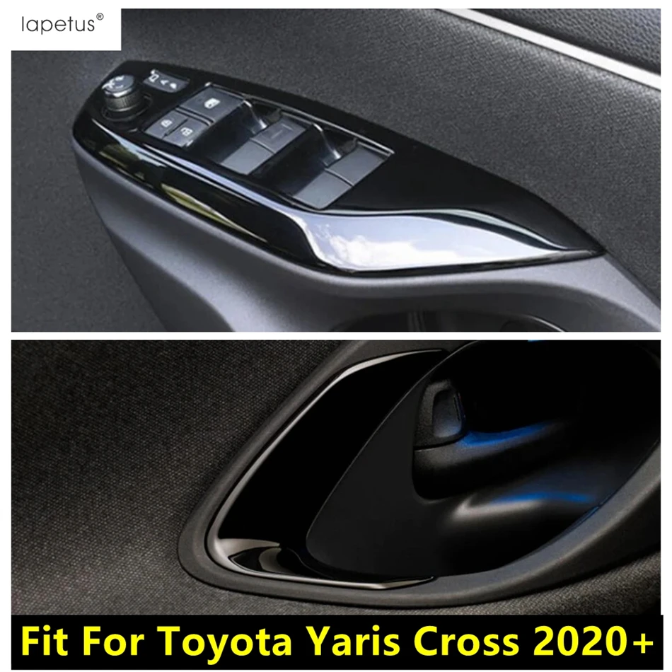 

Black Inner Door Armrest Window Lift Button Control Panel Handle Bowl Cover Trim Accessories For Toyota Yaris Cross 2020 - 2023
