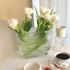 Vertical Pattern Glass Vase Nordic Transparent Hydroponic Flowerpot Decorative Ornaments Living Room Flower Vase Home Decoration 1