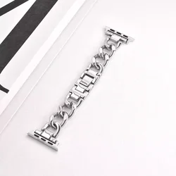 Elegant Metal Strap for Apple Watch - Women's Bracelet Style Watchband (Silver)