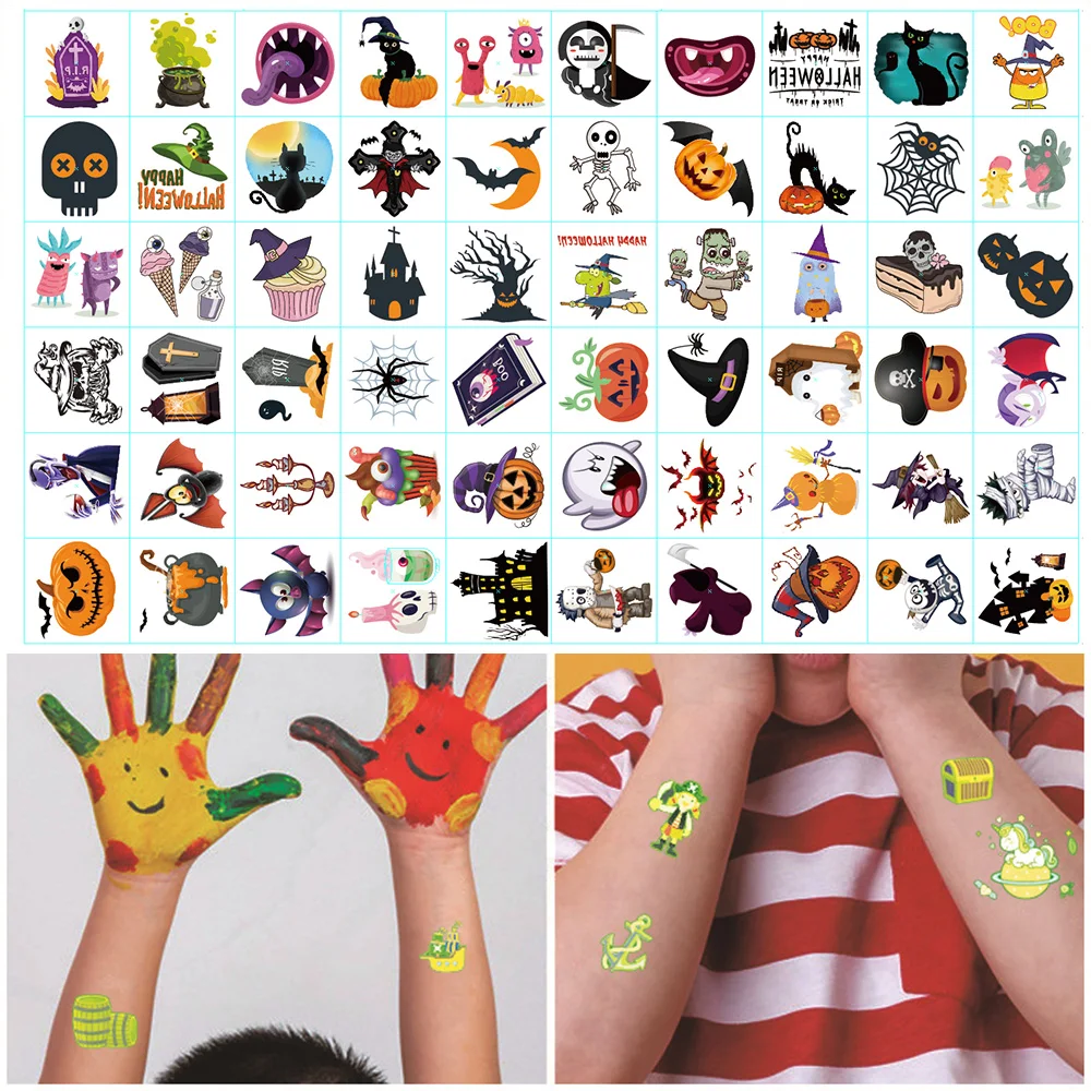 

Halloween Luminous Tattoo Stickers Children’s Pumpkin Ghost Stickers Party Gifts Favors Arms Tattoo Sticker Halloween Supplies